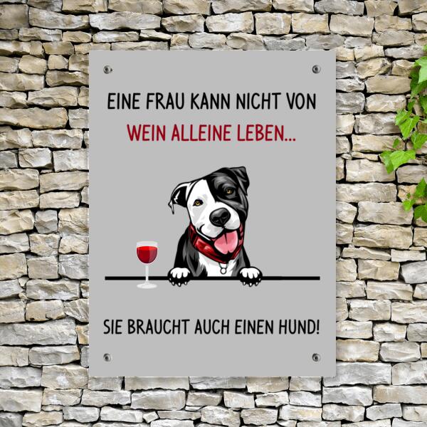 Wein und Hund - Personalisiertes Türschild