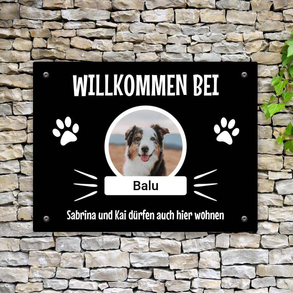 Willkommen - Türschild mit Foto