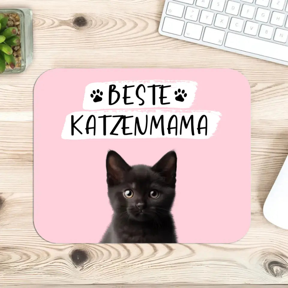 Beste Katzenmama (oder -papa) - Mauspad mit Foto