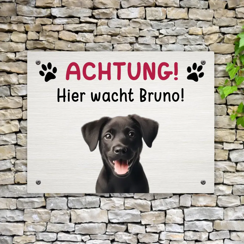 Achtung - Türschild mit Foto