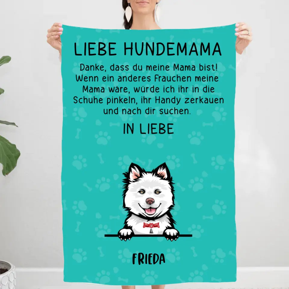 Liebe Hundemama - Personalisierte Decke