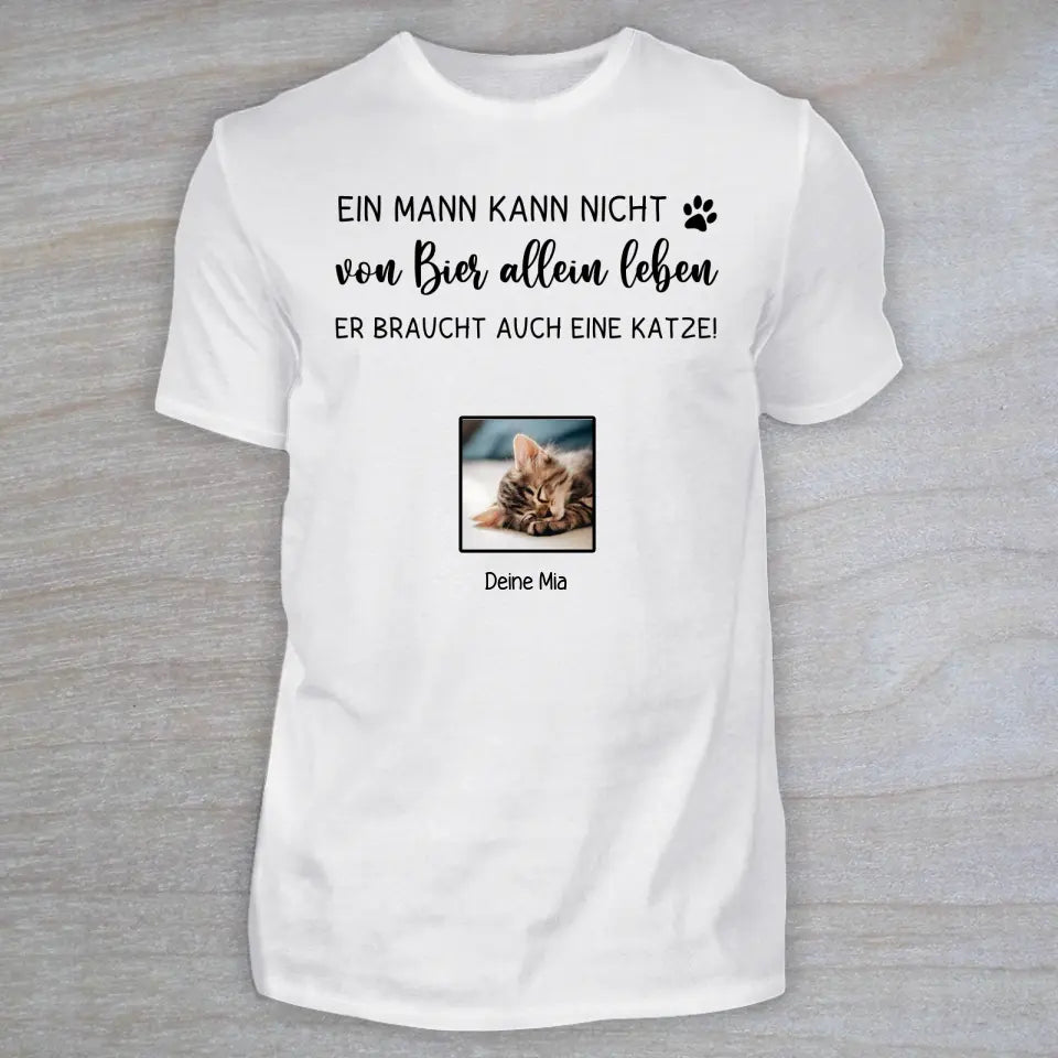 Bier und Katzen - Personalisiertes T-Shirt mit Foto