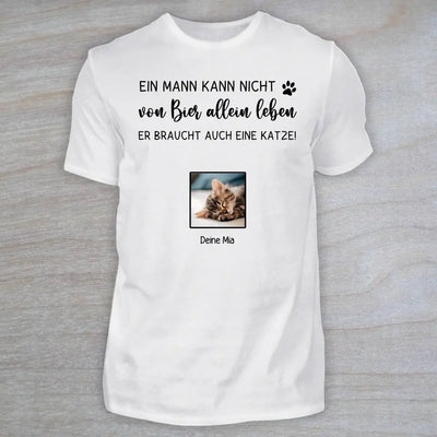 Bier und Katzen - Personalisiertes T-Shirt mit Foto