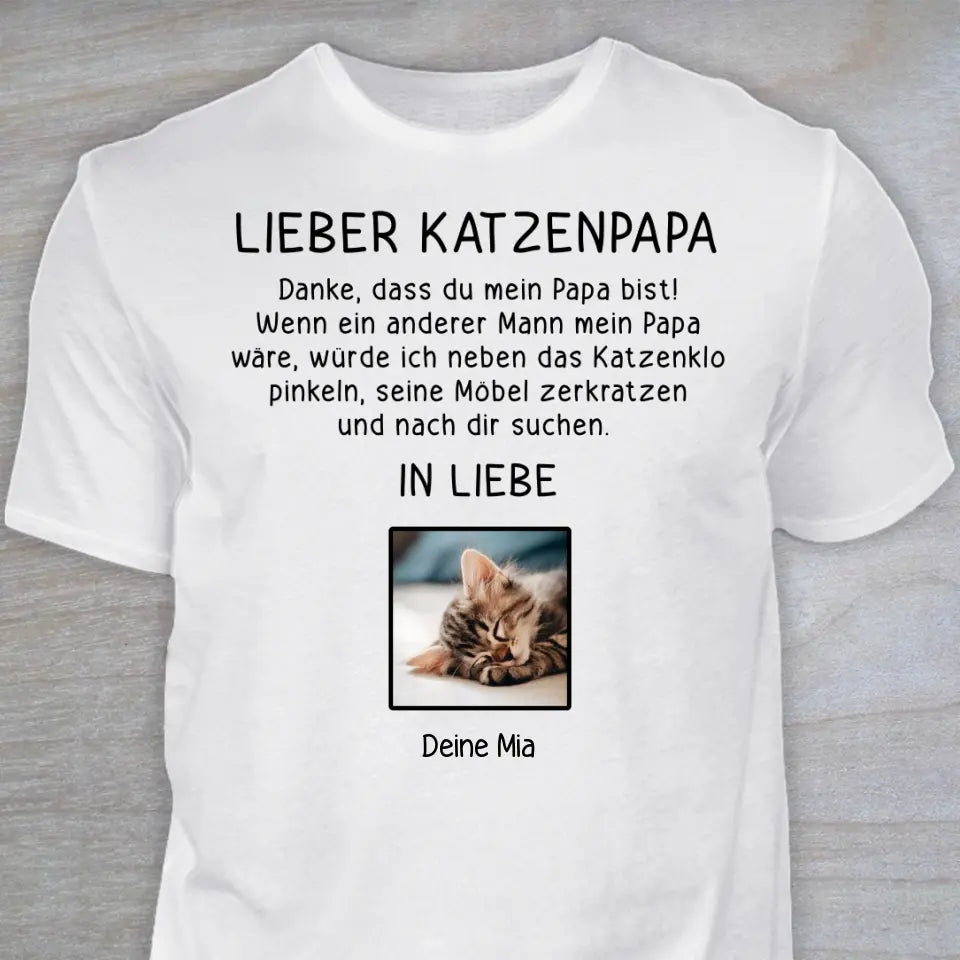 Lieber Katzenpapa - Personalisiertes T-Shirt