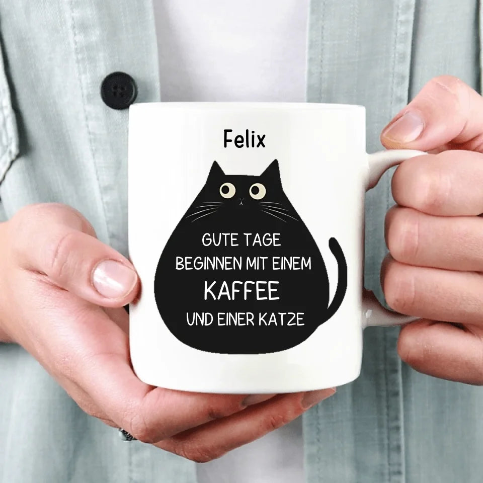 Schwarze Katze Kaffee - Tasse